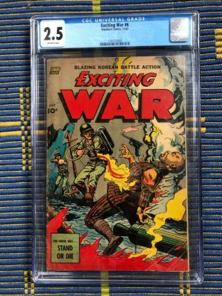 Exciting War 6 Cgc 2.  5 Standard Comics Flame Thrower Cover Very Scarce