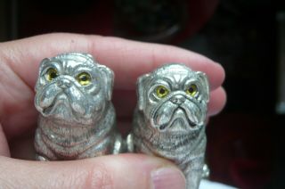 Silver Plate Pug Dog Salt And Pepper Shakers
