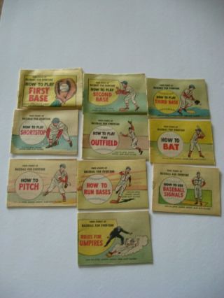 1962 Finer Points Of Baseball For Everyone How To Play,  The Set Of Ten
