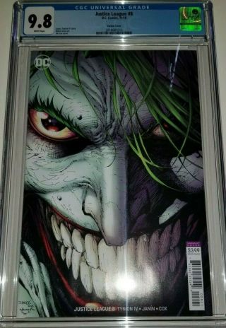 Justice League 8 Cgc 9.  8 Jim Lee Cover B Joker Variant Dc Comics Snyder