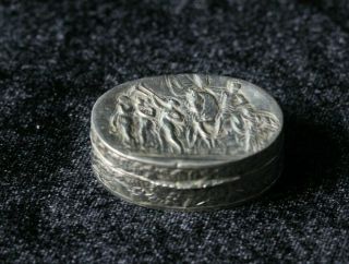 Vintage Sterling Silver Embossed Man On Horse & Women Pill Patch Box