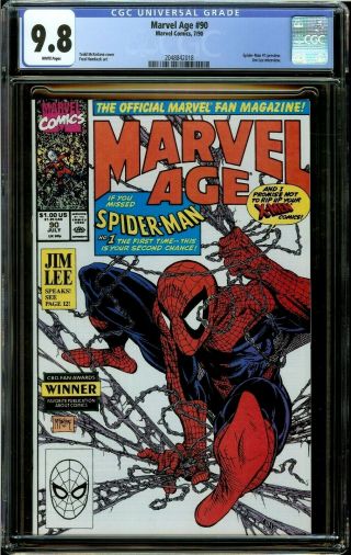 Marvel Age 90 (1990) Cgc 9.  8 Spider - Man 1 Preview Marvel Movie Nm/mt