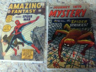 Journey Into Mystery 73 Fantasy 15 Prototype 1st SpiderMan 1962 2 books 2