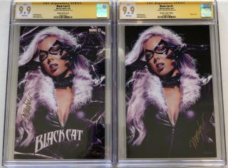 Black Cat 1 Cgc 9.  9 Regular And Virgin Variant Signed By Mike Mayhew Spider - Man