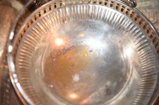 Vintage Antique Silver Plate Brass Bridal Bride Basket Bowl Dish Ribbed Pierced 8
