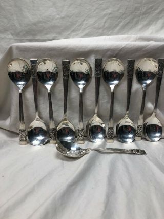 Community Oneida Silverplate Coronation 1936 Round Bowl Gumbo Soup Spoons - 12