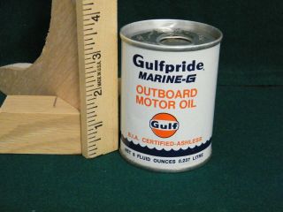 Vintage Rare Gulf Marine G Outboard Boat Motor Oil Can Full 8oz 2 Cycle