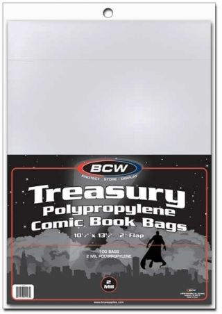 Pack Of 100 Bcw Archival 2 - Mil Treasury Comic Book Poly Bags Acid Sleeves