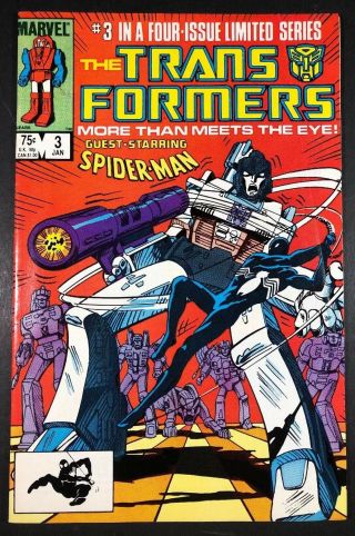 Transformers Marvel 1st Printing 3 1985 Nm 9.  4 Spiderman Cross Over,  Jewelers