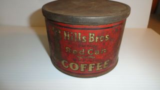 VINTAGE HILLS BROS.  COFFEE TIN WITH LID RED CAN BRAND 3