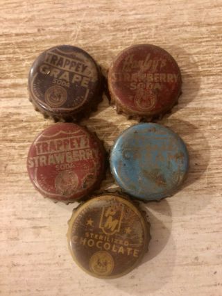 5 Vintage Cork Louisiana Soda Pop Bottle Caps Hanley’s Trappey’s 3
