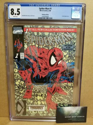 Spider - Man 1 Platinum Edition Cgc 8.  5 Todd Mcfarlane 1990 Variant Marvel