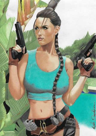 Lara Croft (09 " X12 ") By Carlos Deuzilayne - Studio Cosmotrama