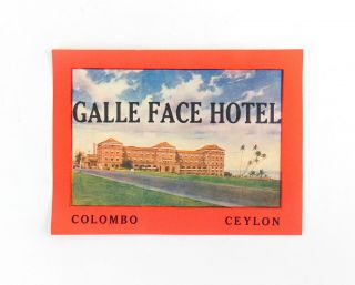 Ceylon Colombo Galle Face Hotel 1930s Luggage Label Orig