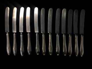 12 Vintage Sterling Reed & Barton French Antique Luncheon Knives Mono B (231039)