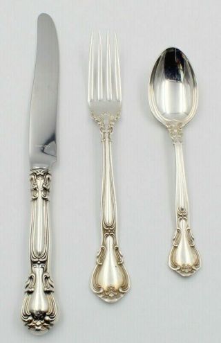 3 Piece Place Setting Gorham Sterling Silver Chantilly Post 1950 - Nr 5777