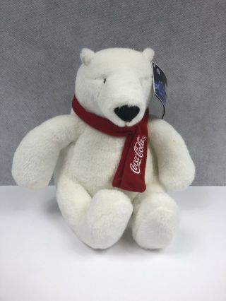 Coca Cola Polar Bear Coke Plush Stuffed Animal With Red Scarf