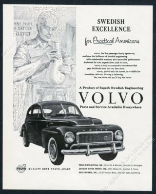 1958 Volvo 544 Car Photo Vintage Print Ad