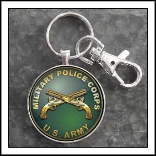 Us Army Military Police Mp Insignia Crossed Pistols Photo Keychain 