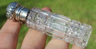 Antique Solid Silver & Cut Glass Perfume Scent Bottle C.  1902 (r2382)