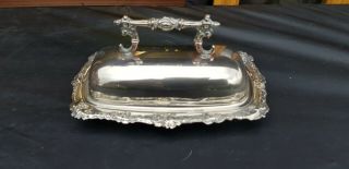 A Vintage Silver Plated Butter Dish With Elegant Decorated Patterns.  Ornate.