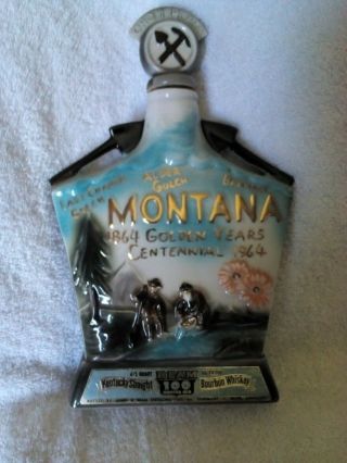 Jim Beam Montana State Series Decanter 1964 Centennial Whiskey Bottle