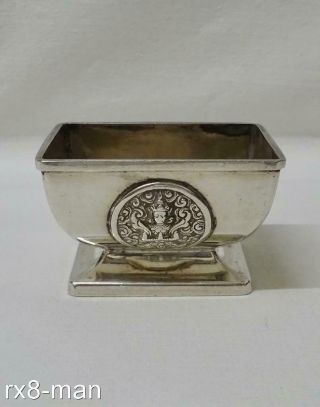 Very Rare F.  W.  Margrett & Co Bangkok Solid Silver Pedestal Salt Cellar