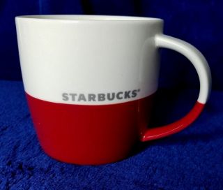 Starbucks 2011 Coffee Mug Cup Red And White Bone China 16 Oz.