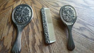 Antique International Sterling Silver 3 Piece Mirror Brush Comb Vanity Set