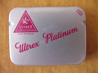 Old Stock Vintage Ultrex Platinum Condoms / Rubbers Tin Of 3
