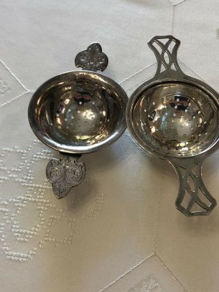 Antique Silver Sterling 2 Tea Strainers