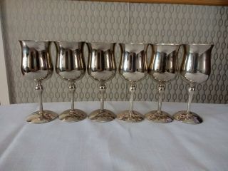 Vintage Set Of 6 Grenadier Silver Plated Goblets Cups