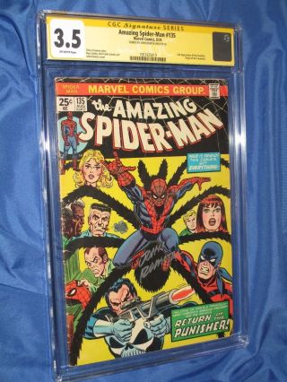 The Spiderman 135 Cgc 3.  5 Ss Signed By John Romita Sr Punisher 1974