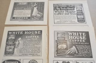 1914 - 1920 White - House Coffee Advertisements X4,  Coffee Tins Photo