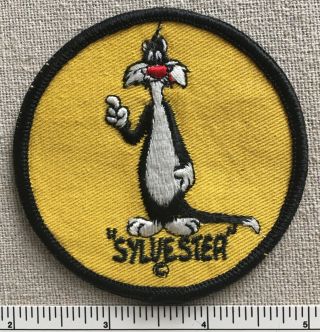 Vintage 1960s Sylvester The Cat Twill Embroidered Patch Cartoons Souvenir Tweety