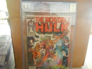 Incredible Hulk 330,  Cgc 4.  5 Marvel Comics 4/87 Exceptional Graded Comic