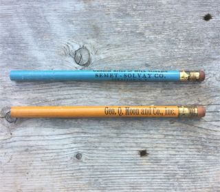 Early - 1900s Extra - Thick Advertising Pencils - Geo.  Moon Co. ,  & Semet - Solvay Co.