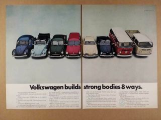 1968 Vw Volkswagen Beetle Convertible Karmann Ghia Bus Truck Vintage Print Ad