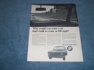 1969 Bmw 2002 Vintage Ad " Why Would You Want A Car That 
