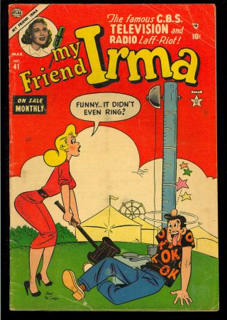 My Friend Irma 41 Dan Decarlo Teen Humor Atlas Comic 1954 Vg,