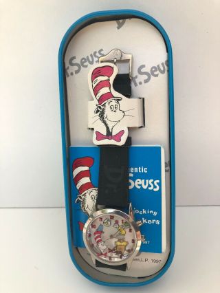 Authentic Dr.  Seuss 1997 Cat In The Hat Quartz Watch Wristwatch.  In Tin.