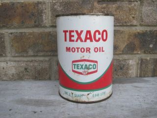 Vintage Quart Texaco Metal Motor Oil Can Old Graphics