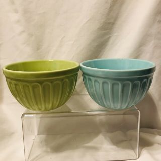 Starbucks Set Of 2 Ribbed Ice Cream Bowls Replacements Blue Green 2006