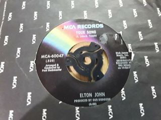 Elton John - Your Song/take Me To The Pilot Vinyl 7 ",  Uk P&p