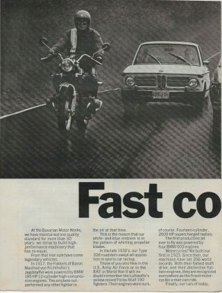 1973 BMW FAST COMPANY Motorcycle Sedans 2 Page Print Ad 2