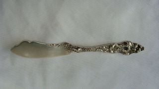 Antique Sterling Silver Master Butter Knife Art Nouveau Orchid Lilly Pattern
