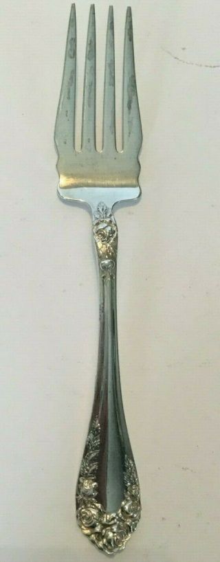 Northumbria Normandy Rose Sterling Silver Solid Cold Meat Serving Fork
