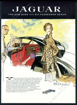 1958 Jaguar Mark Viii Car Rene Bouche Woman Art Vintage Print Ad