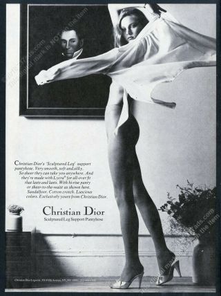 1981 Christian Dior Pantyhose Sexy Woman Photo Vintage Print Ad