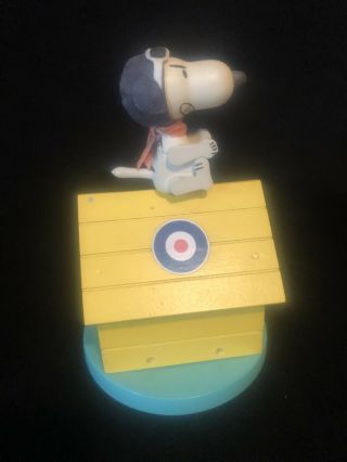 Vintage Snoopy Red Baron Dog House Wooden Music Box Over There